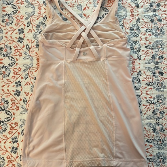 LULULEMON Scoop Neck Tank pink gray Narrow Bold Stripe Racerback - Picture 3 of 4